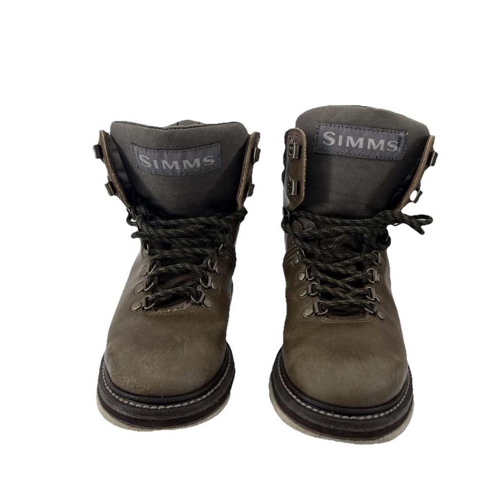 Simms  Guide Fly Fishing Wading Boots Men 7 Brown Leather Felt Sole Lace Up - Picture 8 of 10